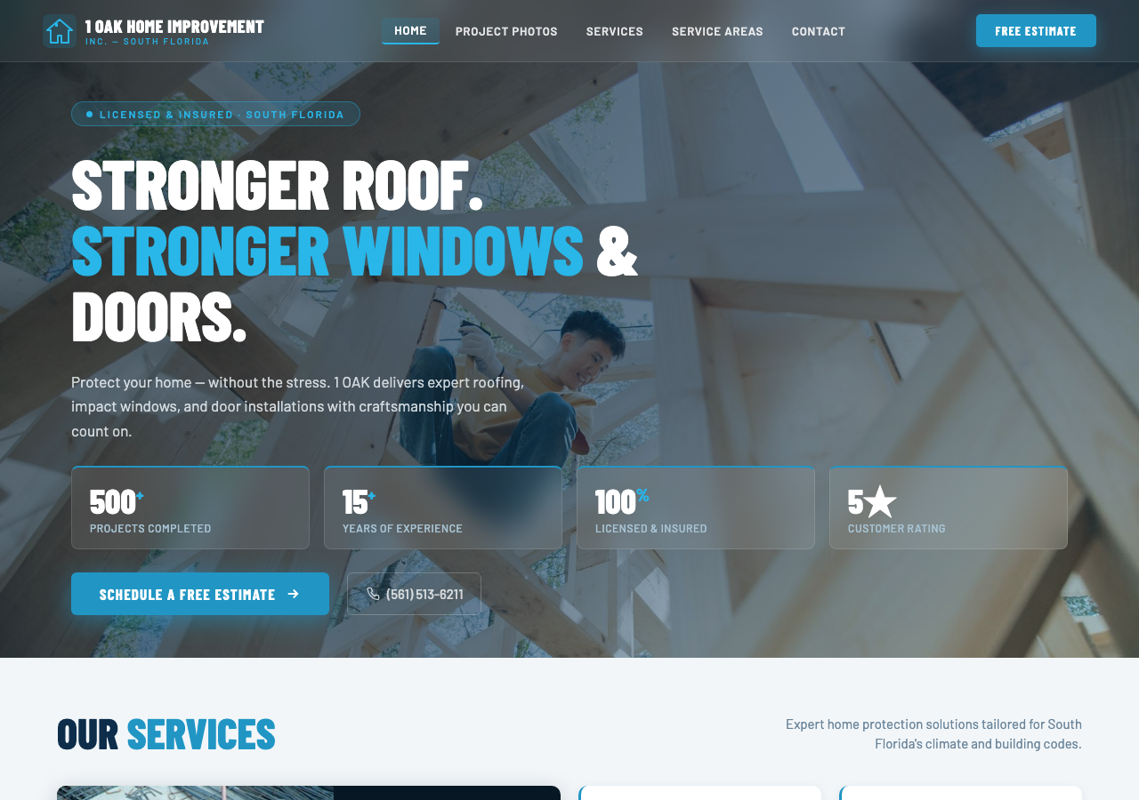 1 Oak Home Improvement website preview